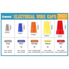 350Pcs Electrical Wire Connectors Nuts Colorful Wire Caps Kit Twist Caps Nuts