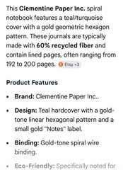 Clementine Paper Inc Floral Spiral Notebook Notes Journal 60% Recycled Paper