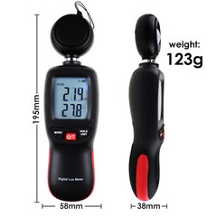 Light Meter Illuminance Luminometer up to 200,000 Lux Luxmeter with Backlight