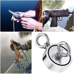 1500 LBS Strong Fishing Magnet Kit Double-Sided Pull Force and Rope Carabiner US