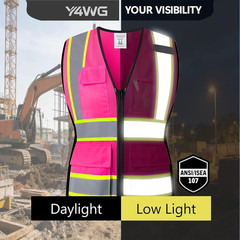 Safety Vest for Women with Pockets Snug Fit Neon Reflective Mesh Work Vest