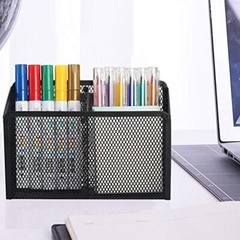Magnetic Pencil Holder – Extra Strong Magnets Mesh 2 Baskets 1 Pack Black