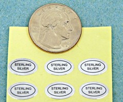 1,000 (1000) Peel Off Adhesive LABELS Oval 1/2″ x 5/16″ Marked “STERLING SILVER”