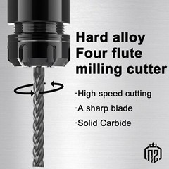 2PCS 4 Flute 3/16″ x 1-1/2″ x 4″ Solid Carbide End Mills AlTiN Coated CNC Bit
