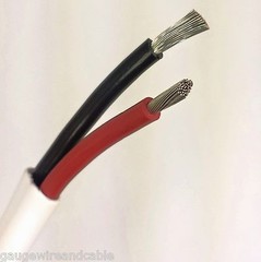 14/2 AWG Gauge Marine Grade Wire, Boat Cable, Tinned Copper, Flat Black/Red