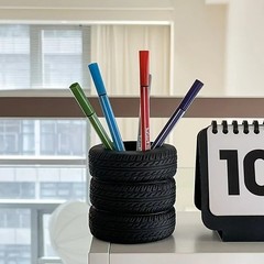 Desk Organizer Pen Holder Pen Pencil Tire Shaped Holder Case Office Stationery