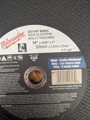 Pack Of 5 Milwaukee 49-94-1405 Cut-off Wheel 14in X 3/32in X 1in
