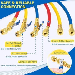 29986 Plus II 1/4″ Hose &Compact Ball Valve End Refrigerant Charging Hose 72″