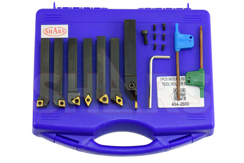 SHARS 7PCS 3/8″ INDEXABLE TURNING THREADING LATHE TOOL + INSERT + Certificate S]