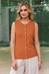 Arach&Cloz Arachcloz Womens Vest Tops 2026 Summer Sleeveless Sweater Knit Tank