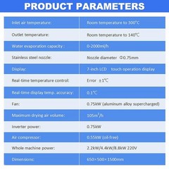 Lab 2L Spray Dryer High Speed Centrifugal Drying Heat Sensitive Materials 220V