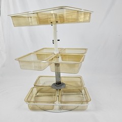 Vintage 3 Tier Rotating Organizer Lazy Susan Style Acrylic Steel Retro MCM