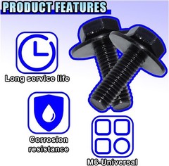 40PCS M6-1.0 x 24mm Hex Head SEMS Bolts – Automotive Body Bolts Screws Fastener