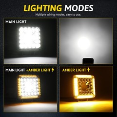 2pcs LED Work Light Flood Lamp 12V 24V for Tractor Truck Dozer Excavator ATV UTV