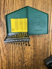 Vintage IRWIN Hanson Twist DRILL BIT SET HSS 13 Pc 1/16 – 1/4 Green Metal Case