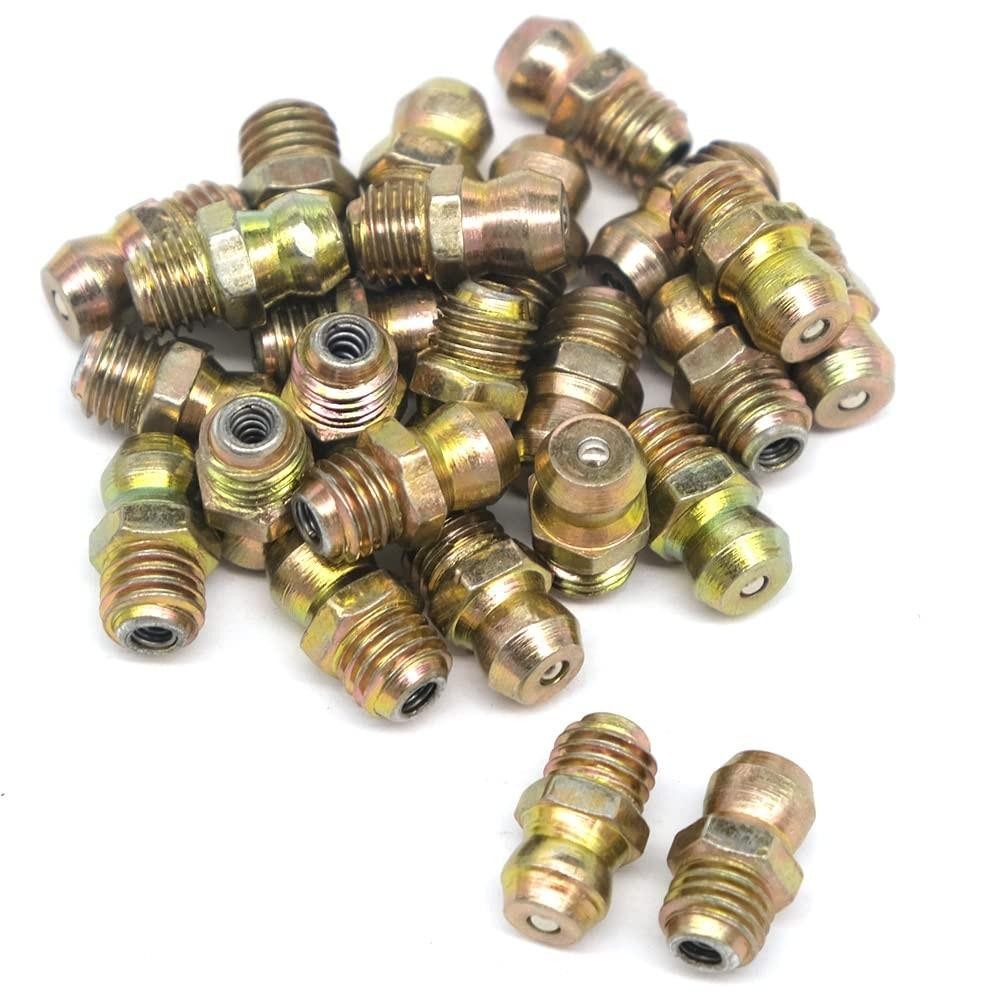 25 Pcs/Set 1/4-28 SAE-LT Copper Taper Thread Grease Zerk Nipple Fitting (Straigh