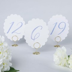 Scalloped Blue Wedding Table Numbers 120 Reception Event Signs Gold Holders