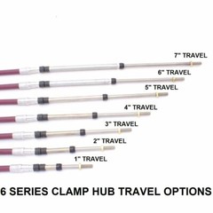 6 Series Push-Pull Cable, Clamp Hubs, 5/16-24 Rods, (choose travel option)