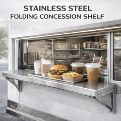 39″ Folding Stainless Steel Concession Shelf for Food Trucks and Stalls