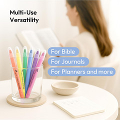 10 Pack Bible Safe Highlighters – Pastel Color, Wax Highlighters No Bleed, Scrip