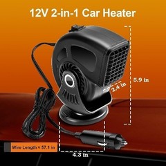 Portable Heaters for Car, Plugs into Cigarette Lighter, 360° Adju Color: black