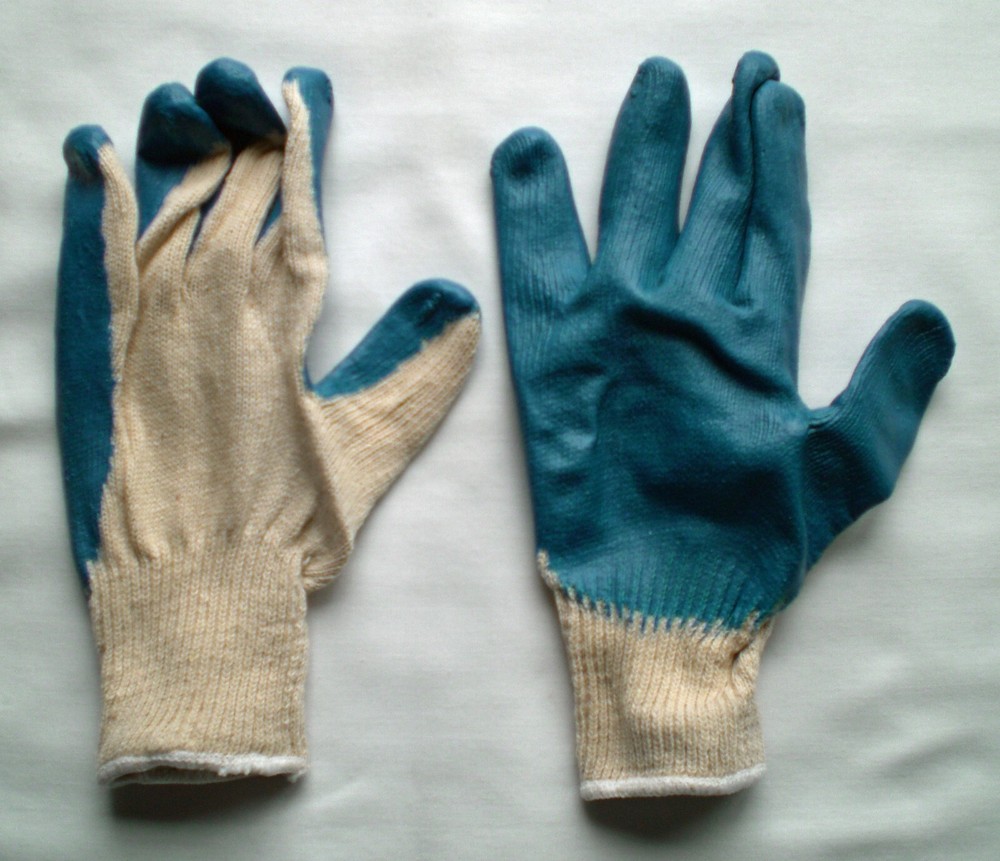 120 PAIR, LARGE, BLUE LATEX PALM COATED STRING KNIT GLOVES, NEW