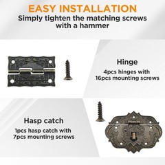 1 Set Jewelry Box Hinges Hasp Catch Lock, Retro Engraved Decorative Hardware …
