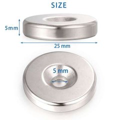 10 50 Strong Countersunk Ring Magnets 25mm x 5mm Hole 5mm Rare Earth Neodymium
