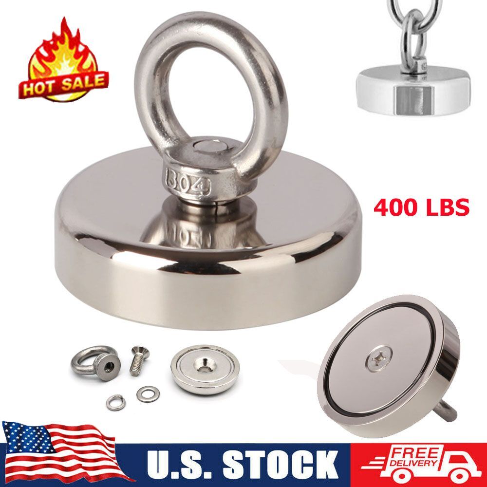 400LB N52 Fishing Magnet Super Strong Neodymium Pull Force Treasure Hunt Salvage