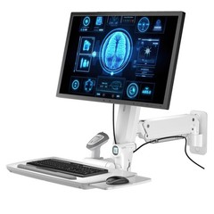 Mount Plus MED02 Medical Wall Mount Workstation with Folding Keyboard Tray