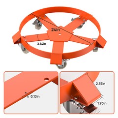 55 Gal Drum Dolly Heavy Duty Barrel Cart 1000/1250lbs with Swivel Casters Steel