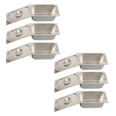 6 Pack 6″ Deep Hotel Pans Steam Table Pan Stainless Steel 1/3 Size with Lid
