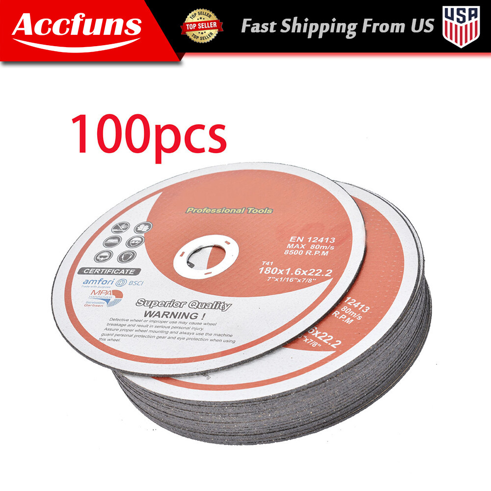 Cutting Discs 100 Pack 7″x1/16″x7/8″ Cut-off Wheel – Metal & Stainless Steel New