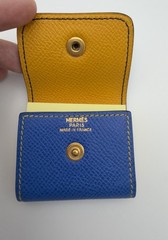Authentic Vintage 1990 Hermes Post-it Case Sticky Note Holder Blue Leather Mini