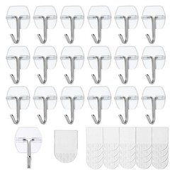 40 Small Hooks+45 Strips, Clear Wire Utility Hooks with Removable Strips Dama…
