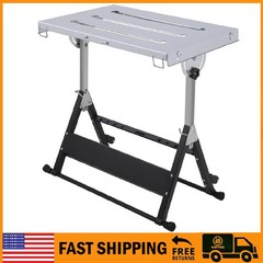Welding Table 46″x18″ Folding Steel Workbench 1000Lbs Capacity Adjustable Height