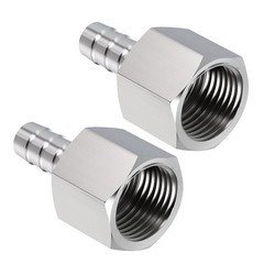 2 Pack Stainless Steel Hose Barb Fittings 3/8 Hose Barb To 1/2 NPT Female