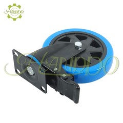 4 Pcs 6-Inch Polyurethane Casters With Brake Included 2 × Hardware Kits Blue