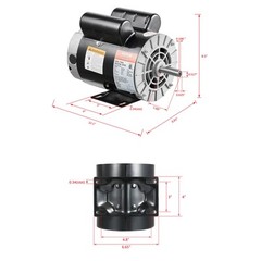 VEVOR 3HP Air Compressor Electric Motor 15.5A 3450RPM 56 Frame CW/CCW Rotation