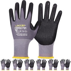 Loccef Work Gloves Microfoam Nitrile Coated-6 Pairsendurance Seamless Knit