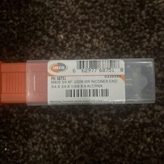 6FL Imco Carbide 3/4″ x 3/4″ x 1-5/8 X 4″ .03R RR Inconex 68751 AlCrNX