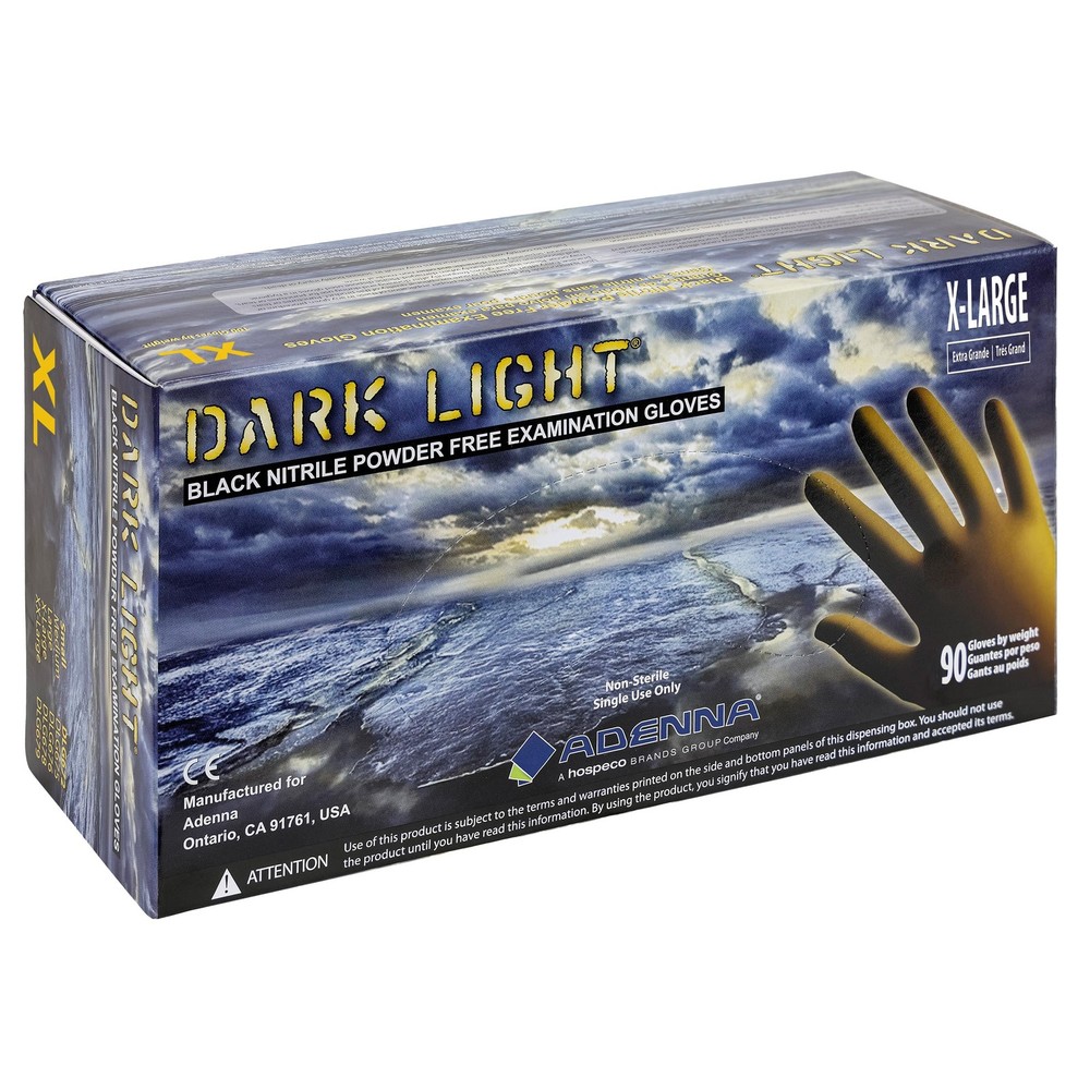 Adenna DLG678 Dark Light 9 mil Nitrile Powder Free Exam Gloves Black, XLarge …