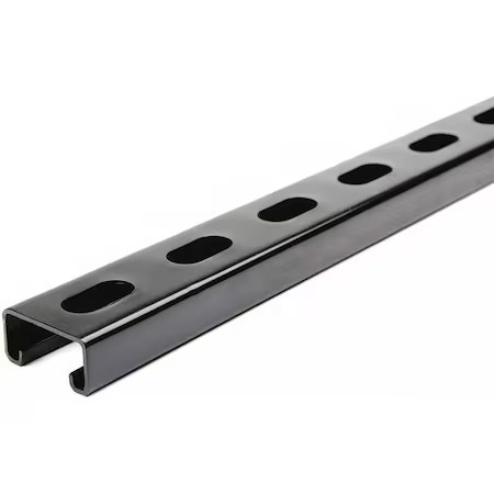 Zoro Select Fs-500Ss Fbk 60.00 Single Channel Strut, Slotted, Steel, Painted,