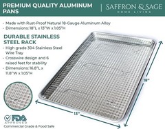 Baking Pan & Cooling Rack Set | 13×18 Inch, Commercial Grade