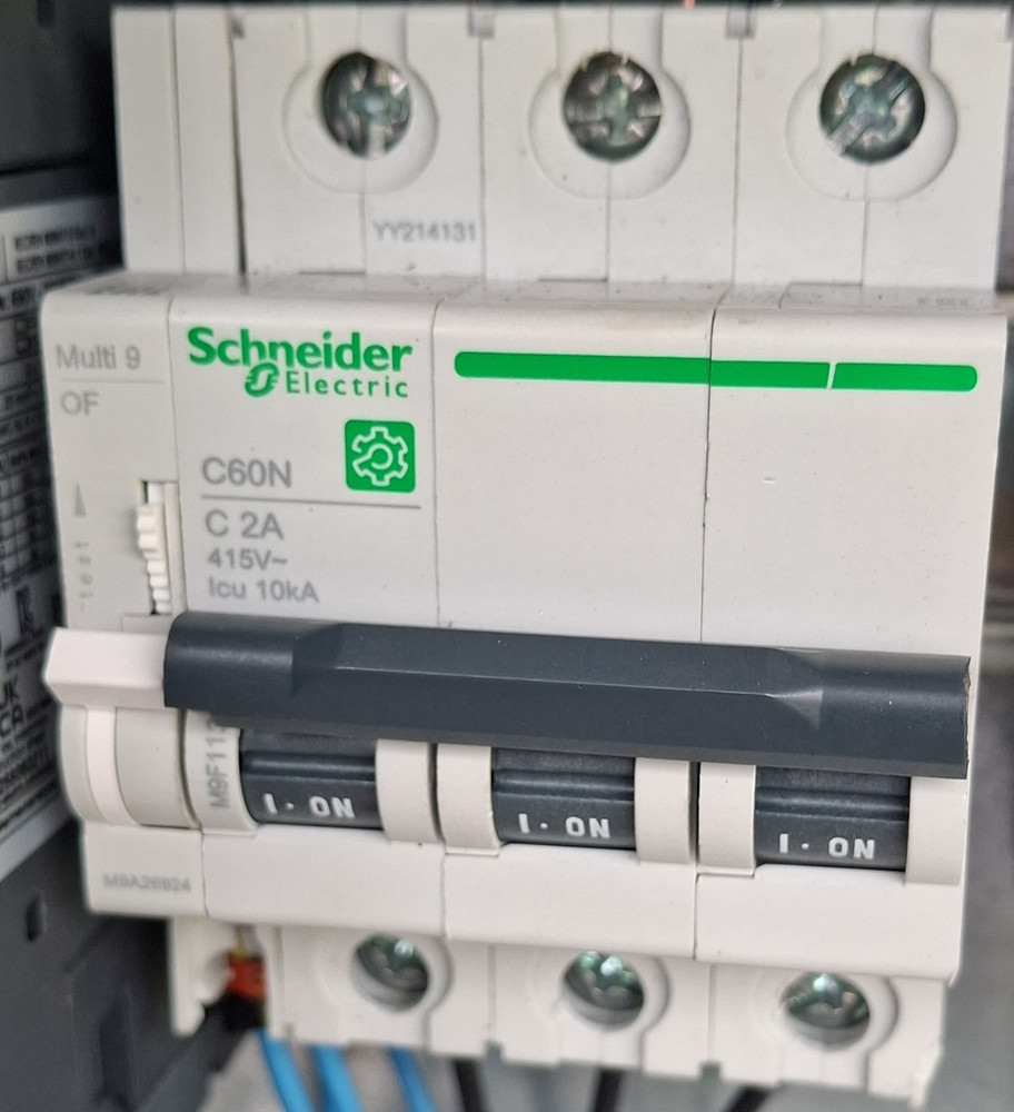 Schneider Electric C60N 2A 3-Pole Type C AC DIN Rail Circuit Breaker
