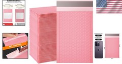 Pink Bubble Mailers, 4×7 In, Pack of 100 – Waterproof Self-Seal Envelopes