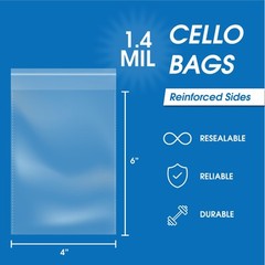 – 4″ X 6″ 1000 Count Crystal Clear Resealable Cello Poly Bags for Bracelet Pa…