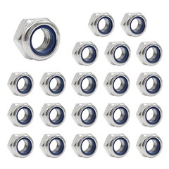 Quacc 20pcs M6 Nyloc Steel Nuts, Nylon Locknuts for Fastener, M6, Silver