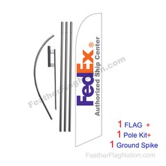 Fedex Authorized Ship Center Feather Banner Swooper Flag Kit with pole+spike