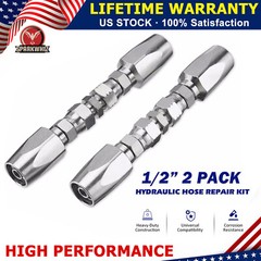 2x Hydraulic Hose Repair Kits – 1/2 ID 2-Wire Hose Reusable Field Repair Fitting